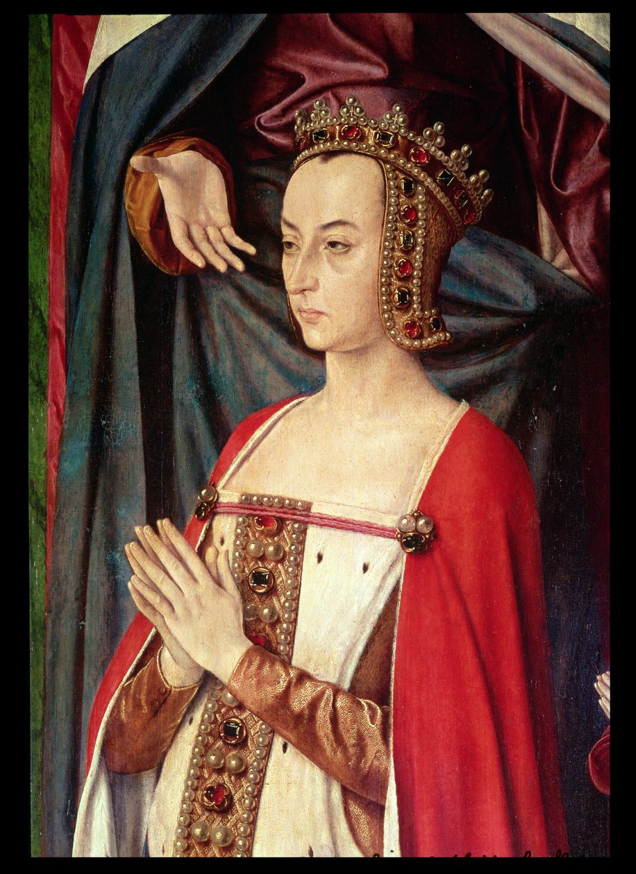 Anne af Frankrig, højre fløj af Bourbon-altertavlen (detaljer) af Master of Moulins