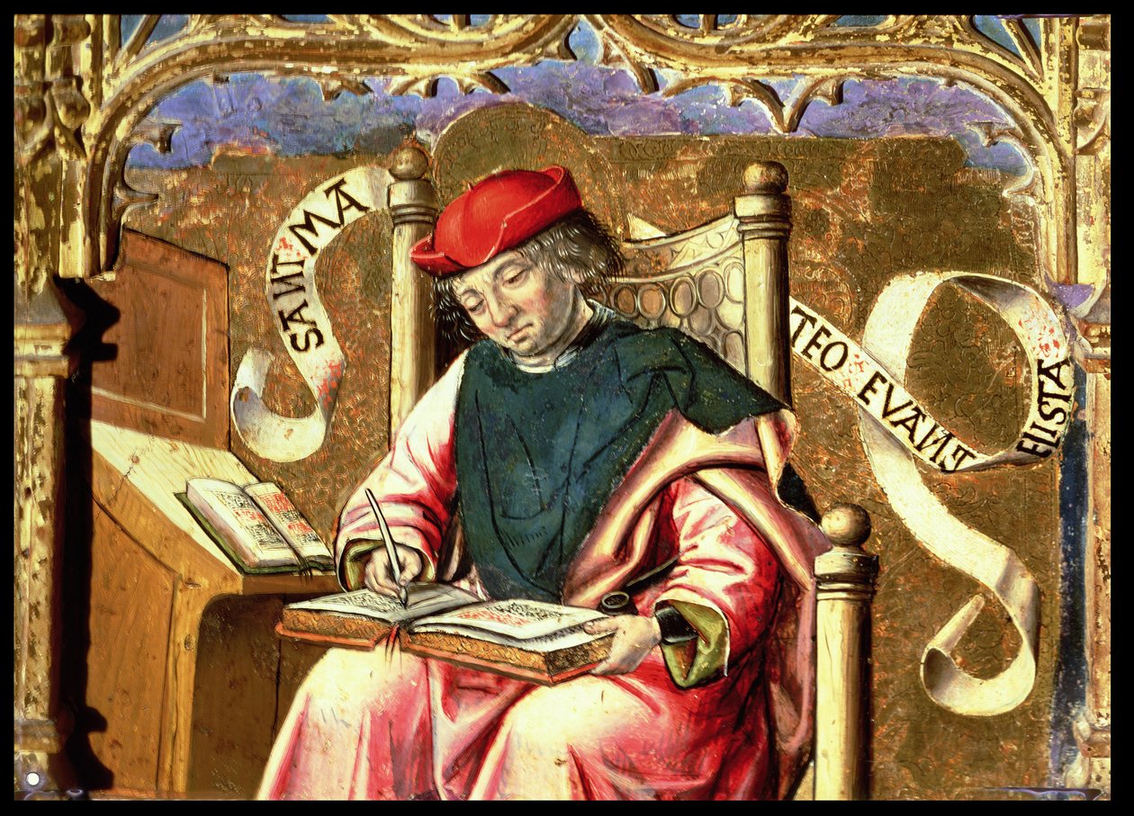 St. Matthæus: Detalje af altertavle af Master of Paredes