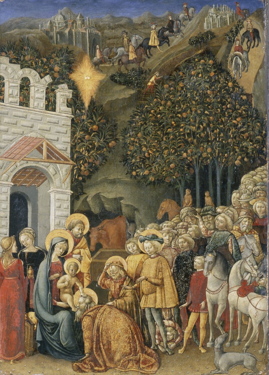 The Adoration of the Magi, ca. 1475-80 (tempera på træ) af Master of Stratonike Master of Stratonike