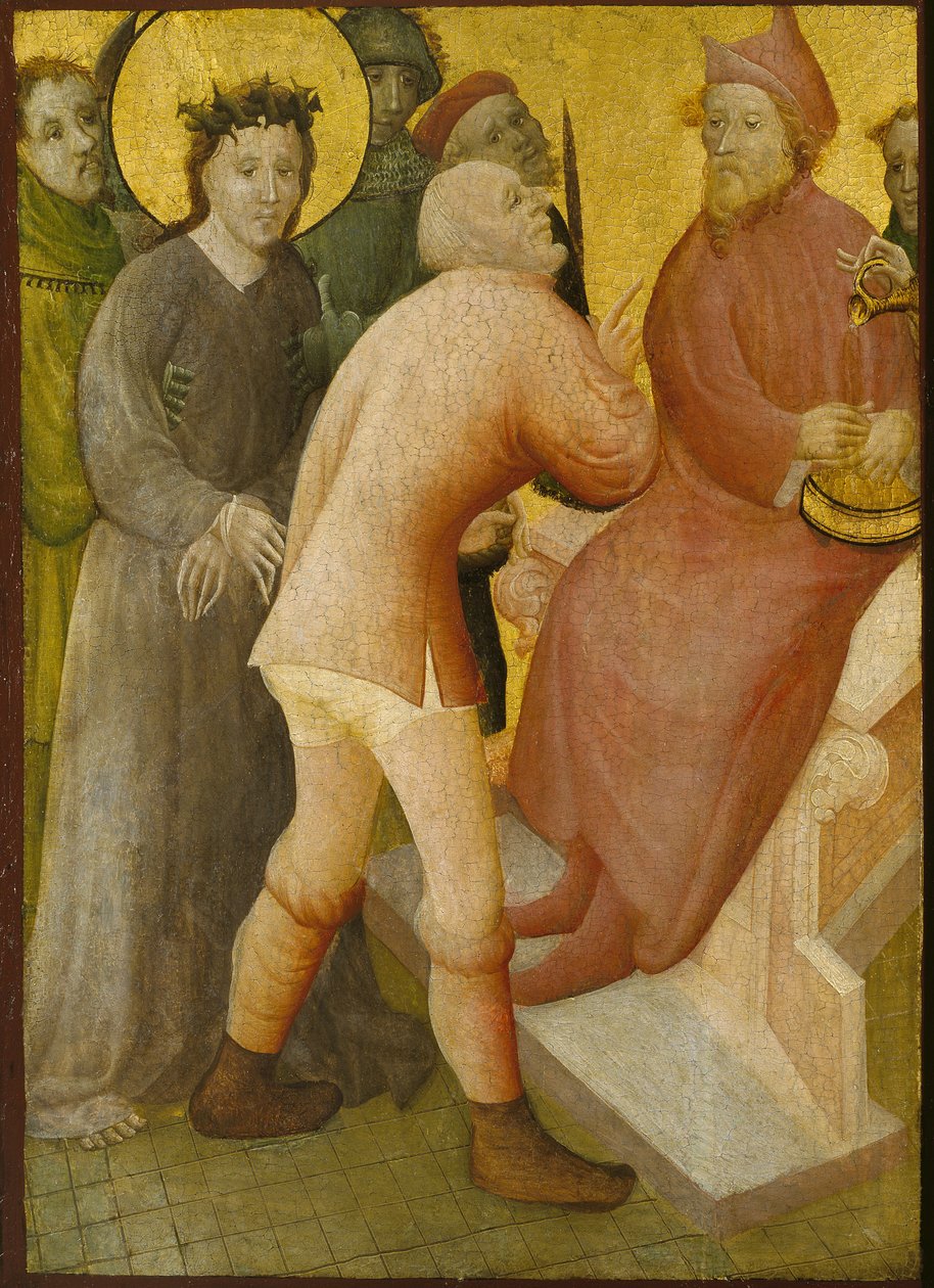 Kristus før Pilatus (tempera og forgyldning på panel) af Master of the Bielefeld Altar