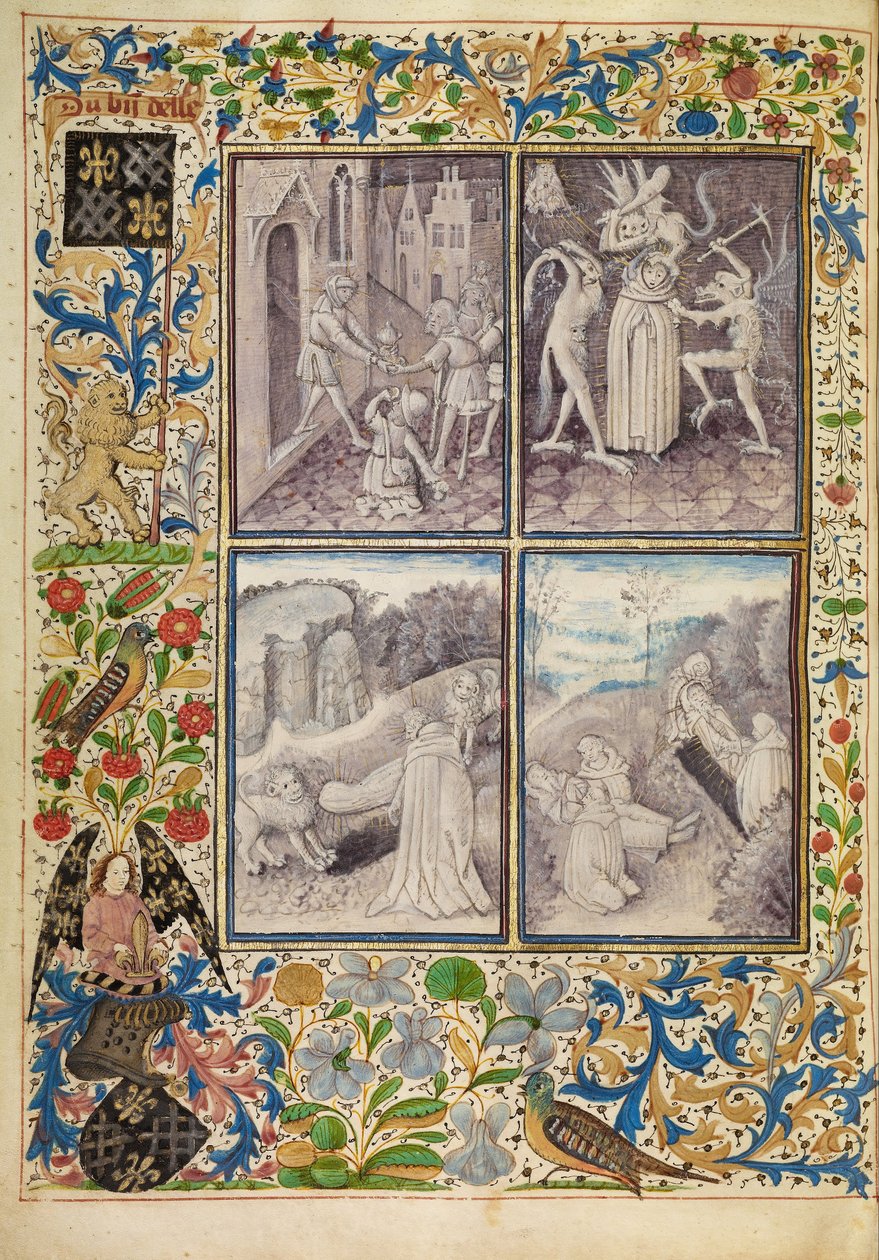 Sankt Anthony giver sit tøj til de fattige; Anthony lider af fristelser; Anthony begraver Paul i ørkenen; Saint Anthony