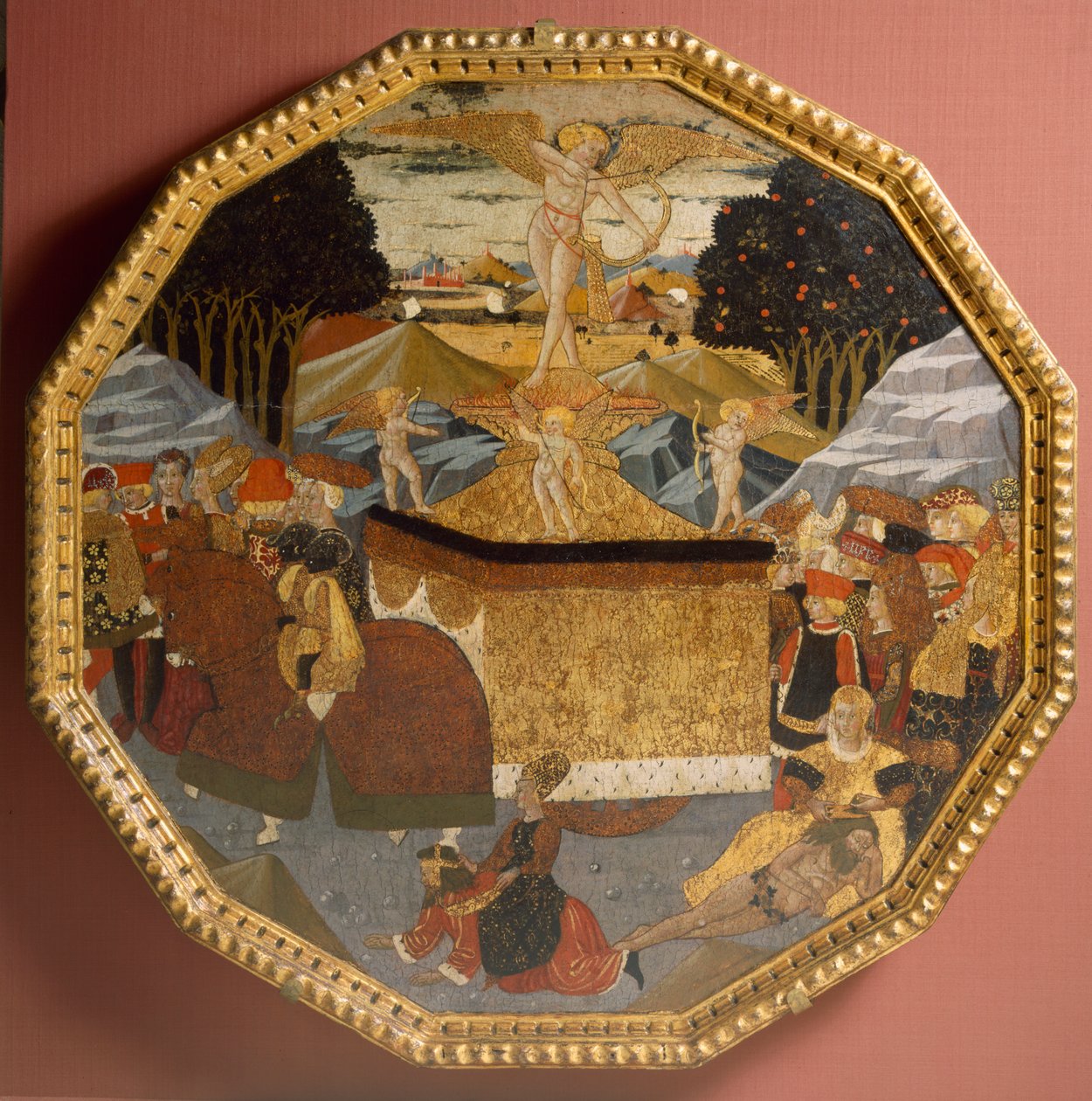 Fødselsbakke: (tempera på panel): Kærlighedens triumf, ca. 1450 af Master of the Cassoni