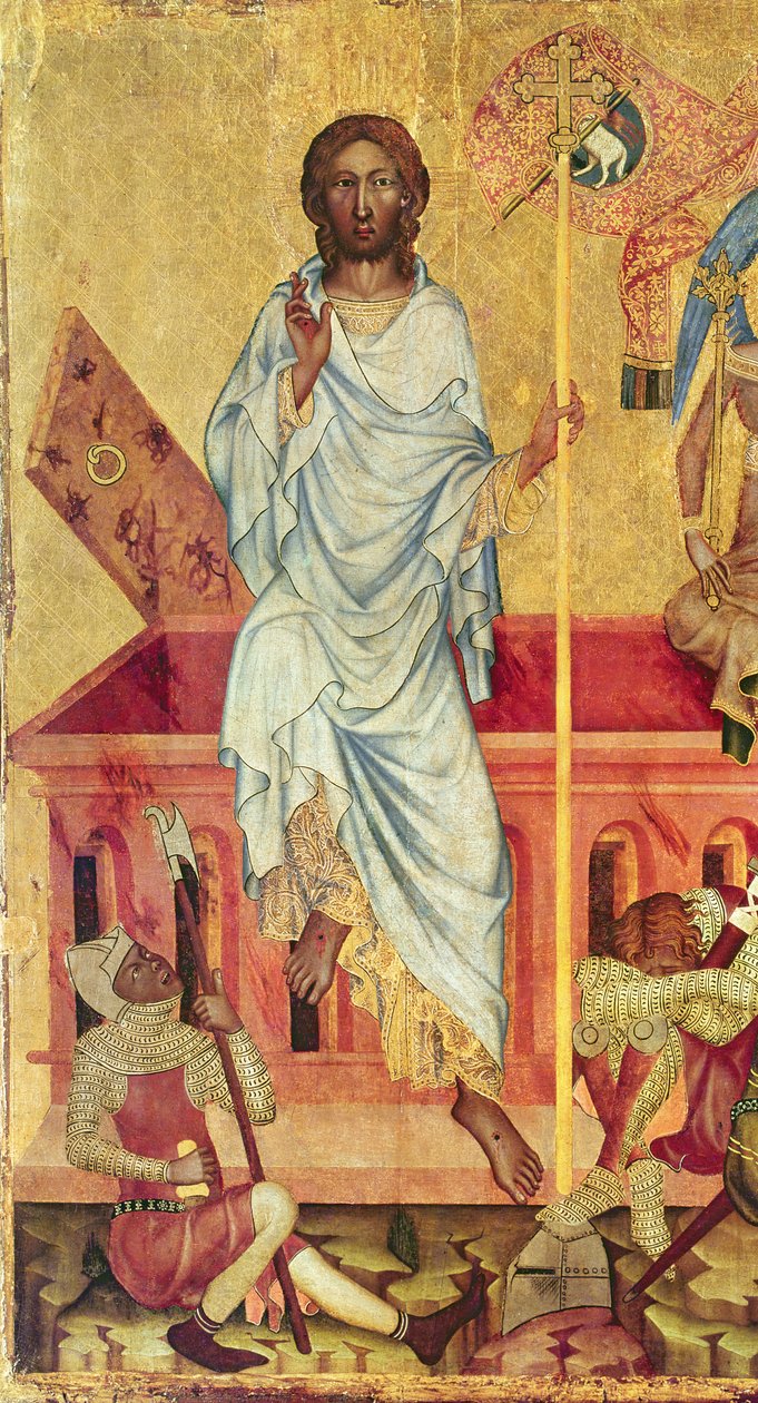 Kristi opstandelse, ca. 1350 (tempera på panel) (detaljer fra 156876) af Master of the Cycle of Vyssi Brod