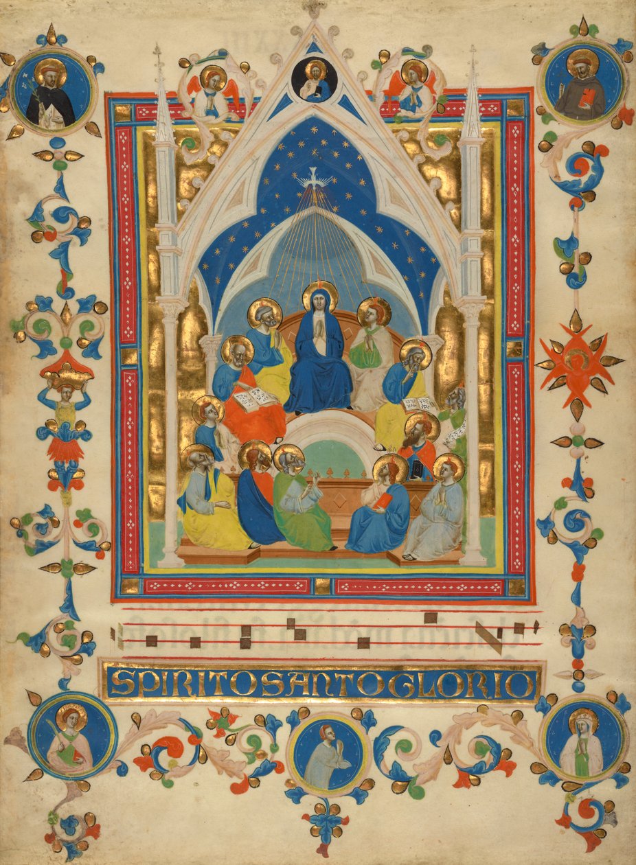 Pinse fra Laudario af Sant"Agnese, ca. 1340 af Master of the Dominican Effigies