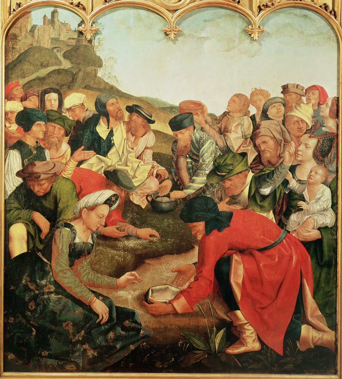 Indsamling af Manna i ørkenen af Master of the Evora Altarpiece
