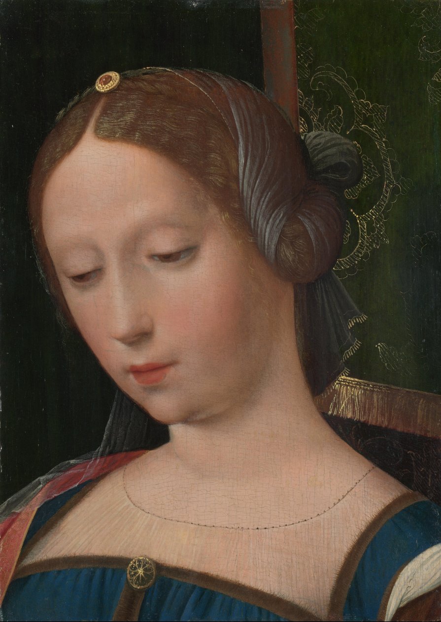 Et kvindehoved af Master of the Female Half Lengths
