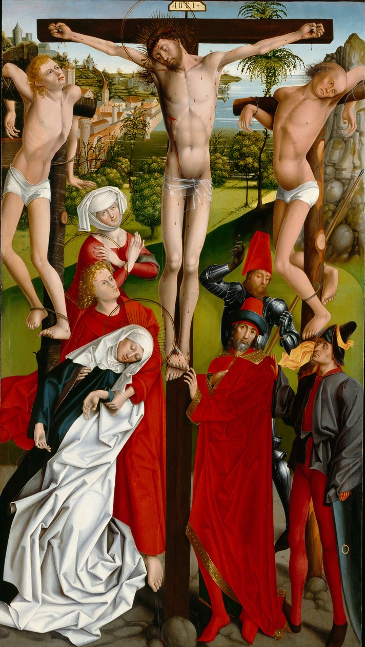 The Crucifixion, ca. 1470 (olie på træpanel) af Master of the Freising Visitation
