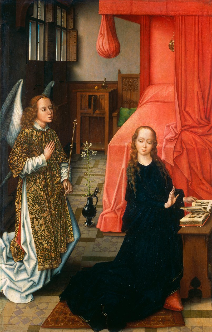 Bebudelsen, værk af Master of the Legend of Saint Catherine af Master of the Legend of St. Catherine