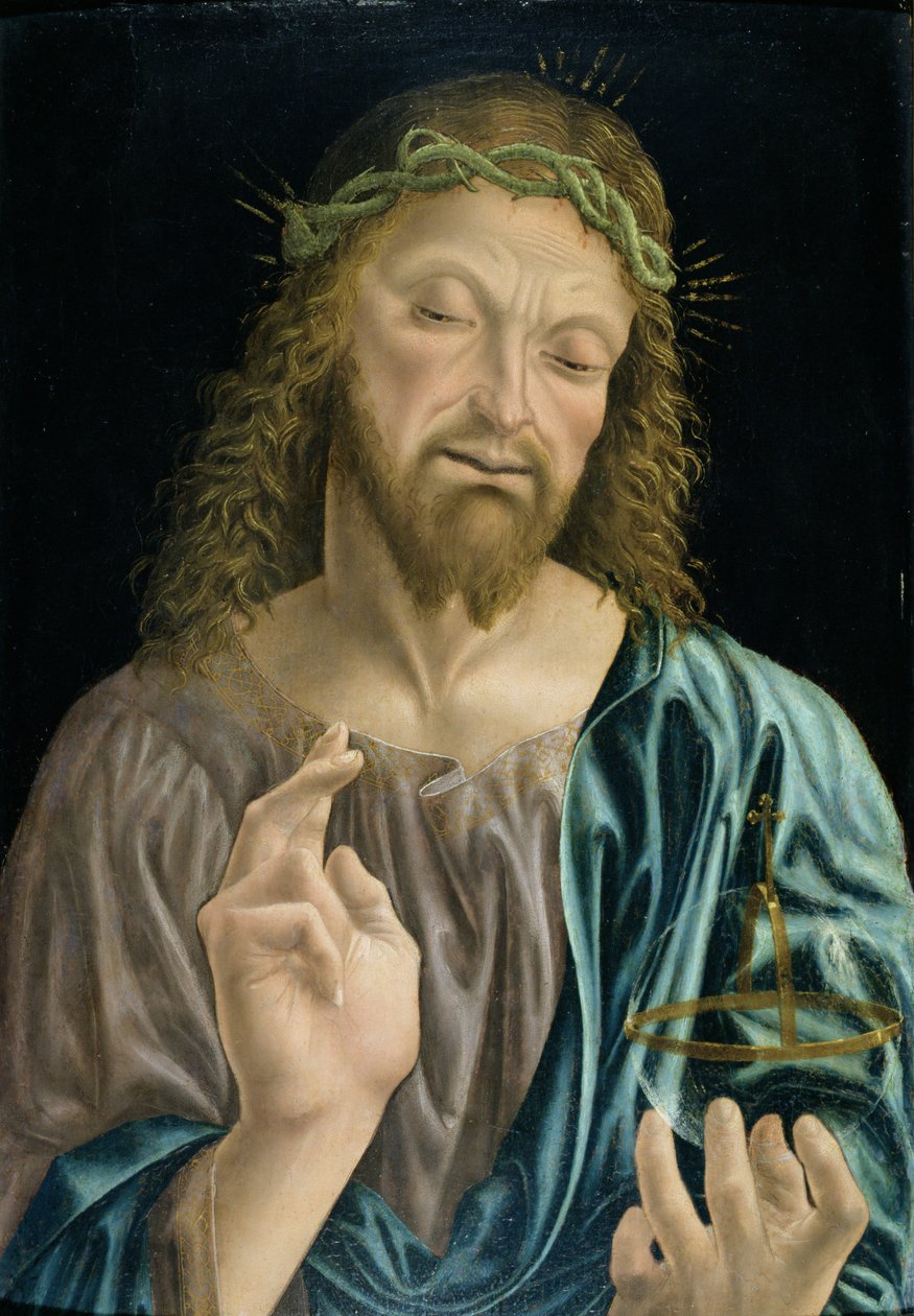 Kristus Frelseren Mundi, ca. 1490-94 (tempera på panel) af Master of the Pala Sforzesca