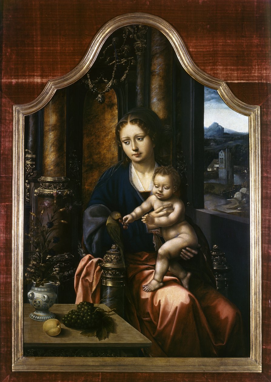 Madonna og barn, ca. 1520-30 af Master of the Parrot