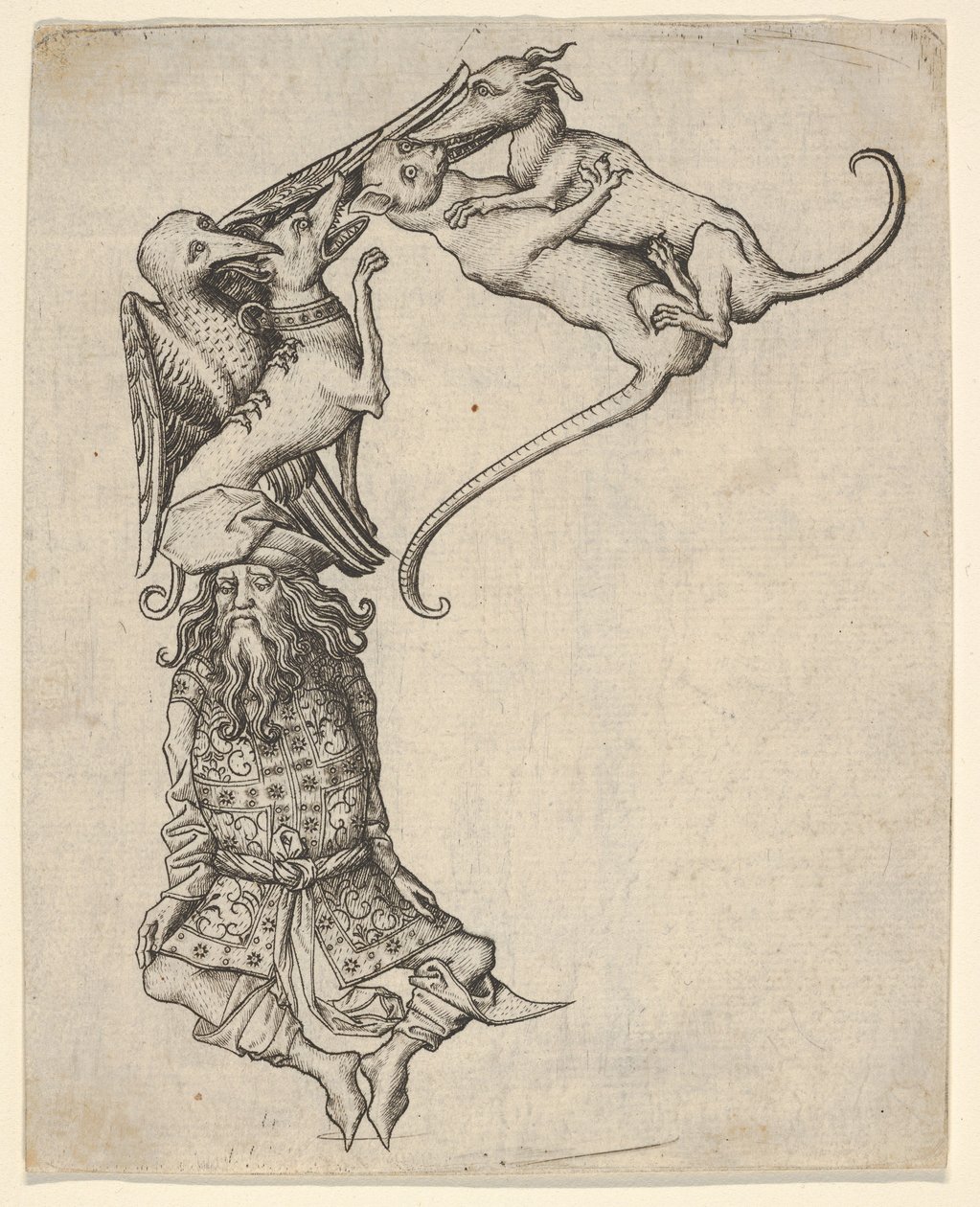 Bogstavet E, fra Alfabetet, 1466-67. af Master ES
