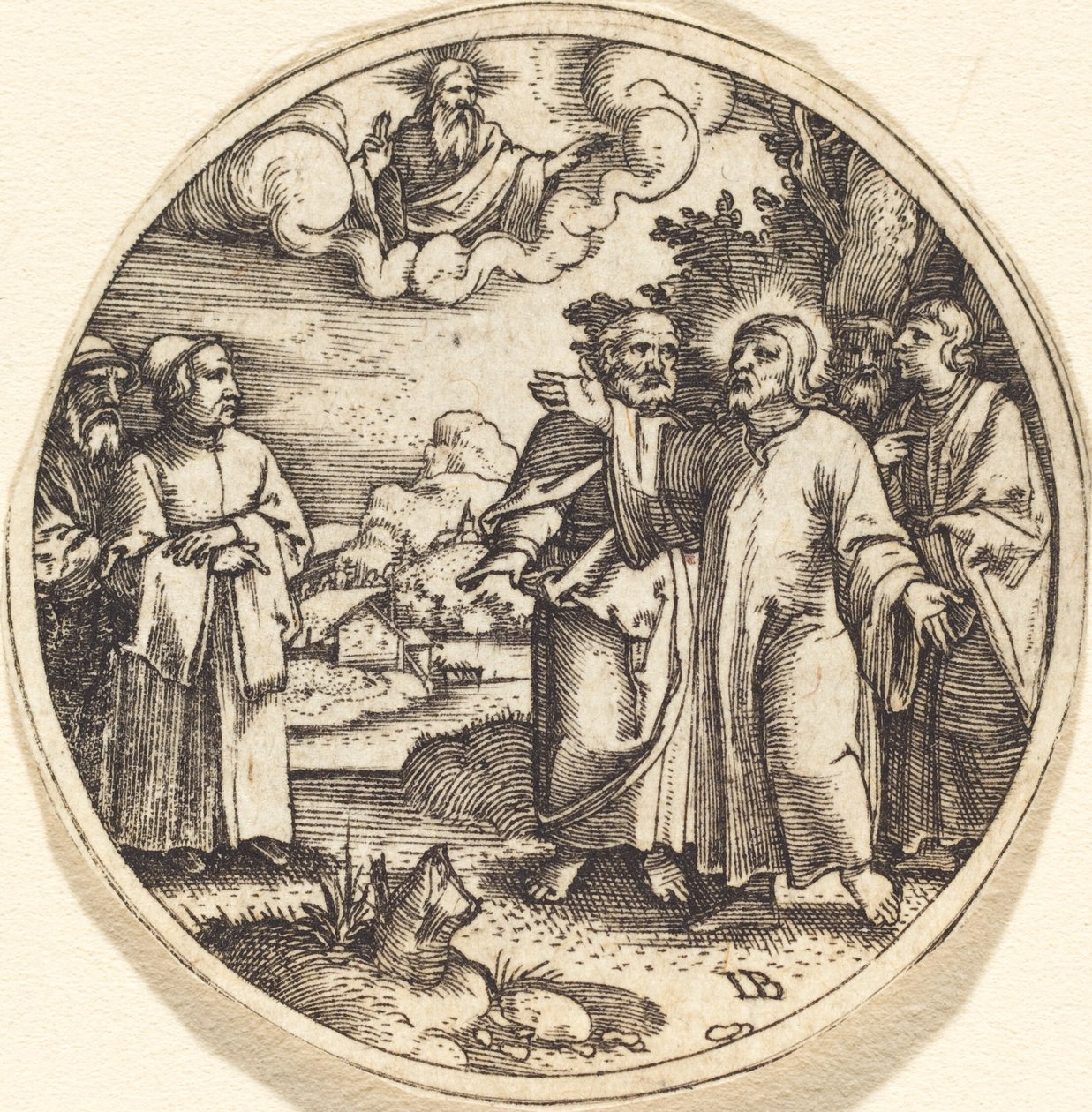 Kristus med tre af sine apostle af Master IB