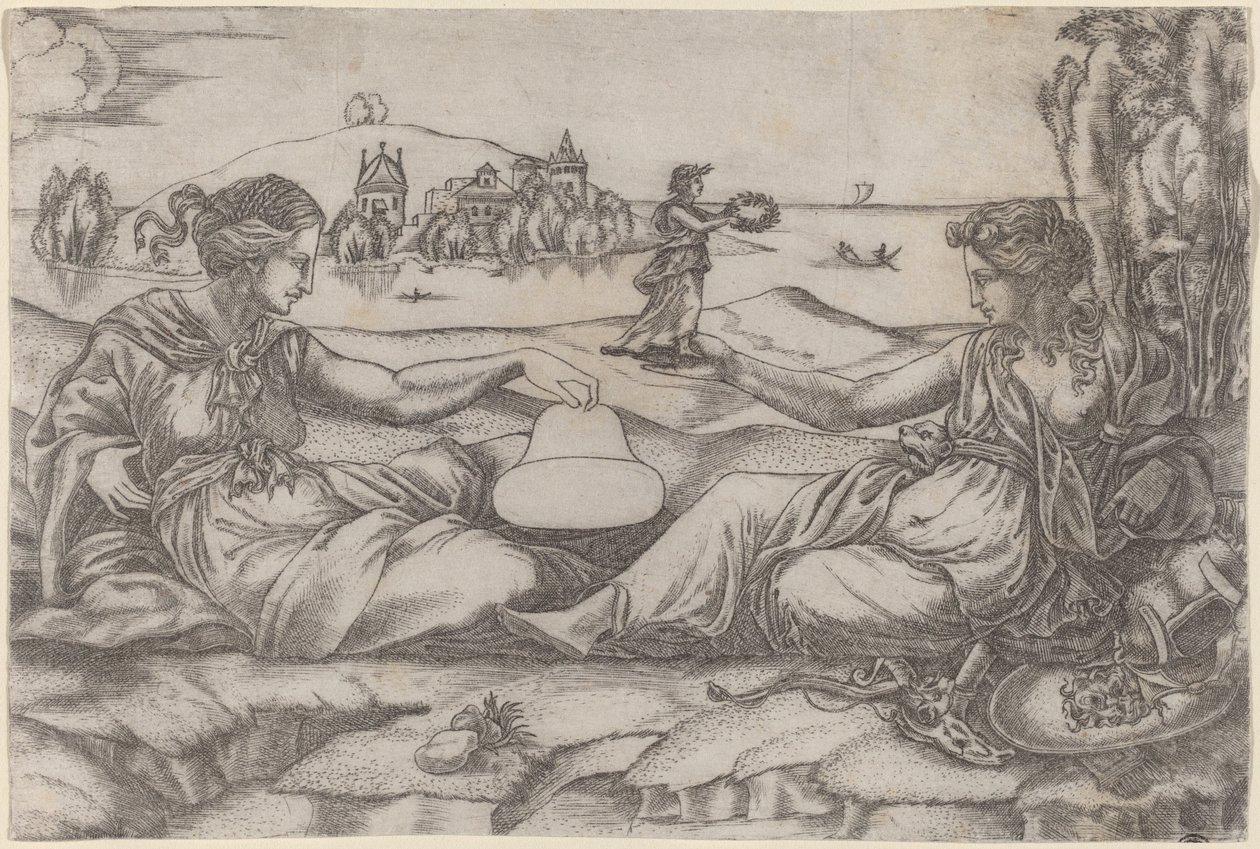To allegoriske figurer (roma og frihed?) af Master IRs