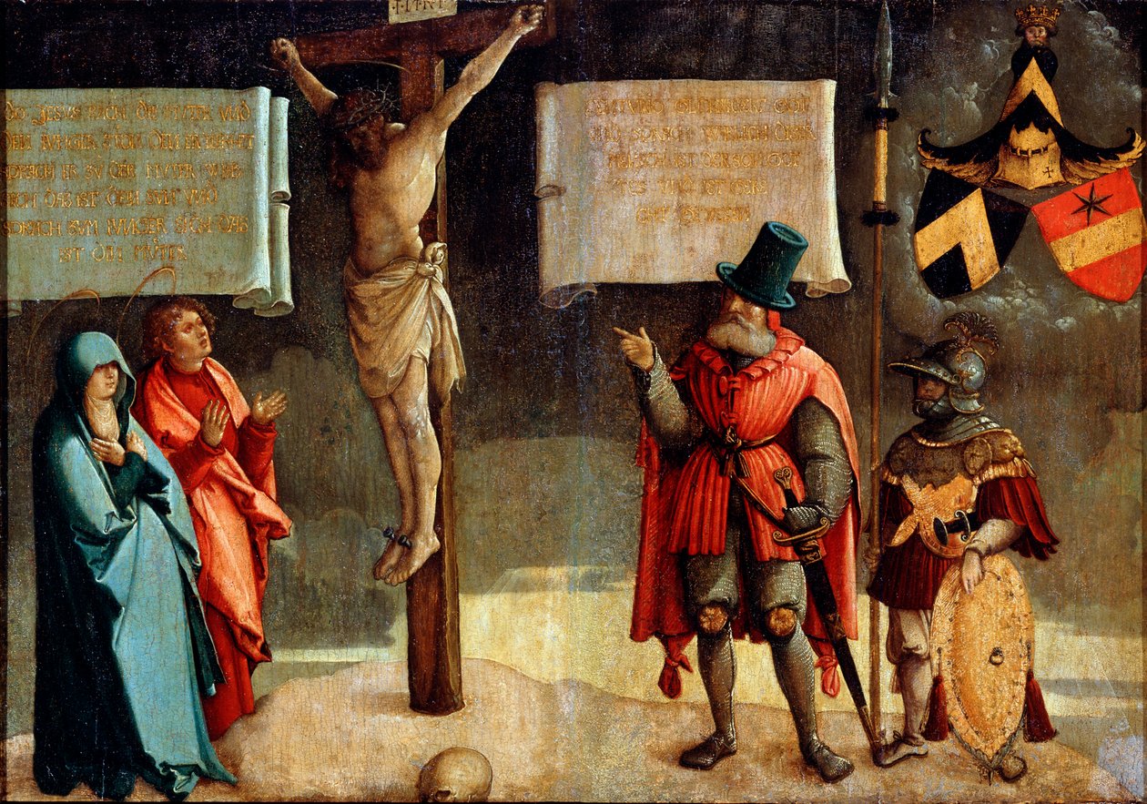 Korsfæstelse med donorer, 1500-tallet. af Master of Messkirch