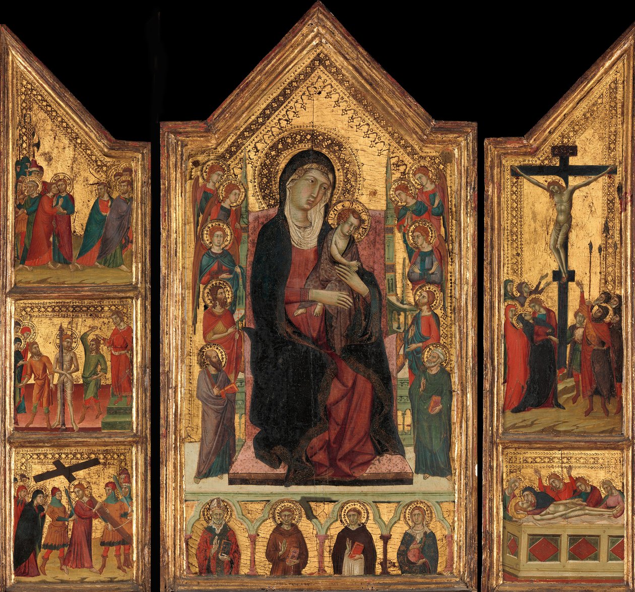 Madonna og barn på tronen. af Master of Monte Oliveto