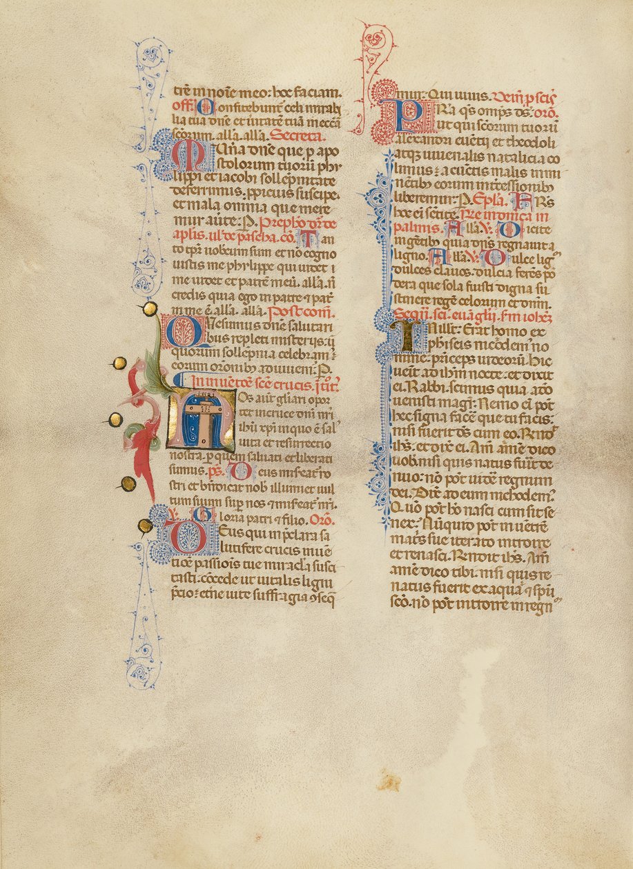 Initial N: Korset af Master of the Brussels Initials