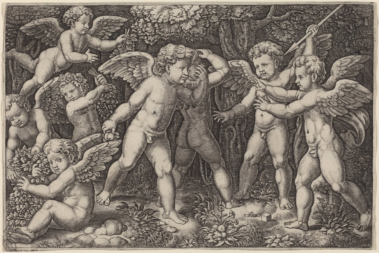 Født og leger af Master of the Die after Raphael