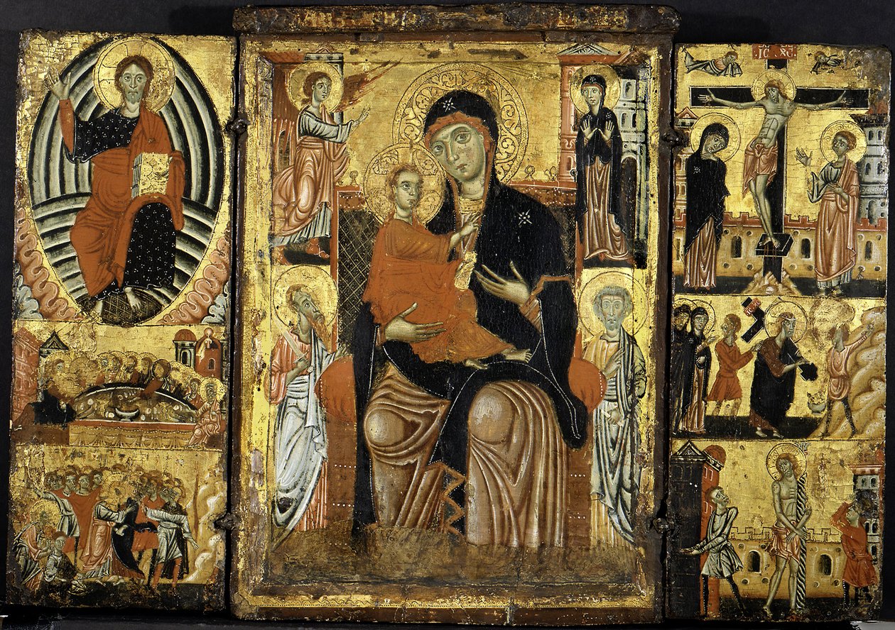 Madonna og barn på tronen. af Master of the Magdalen