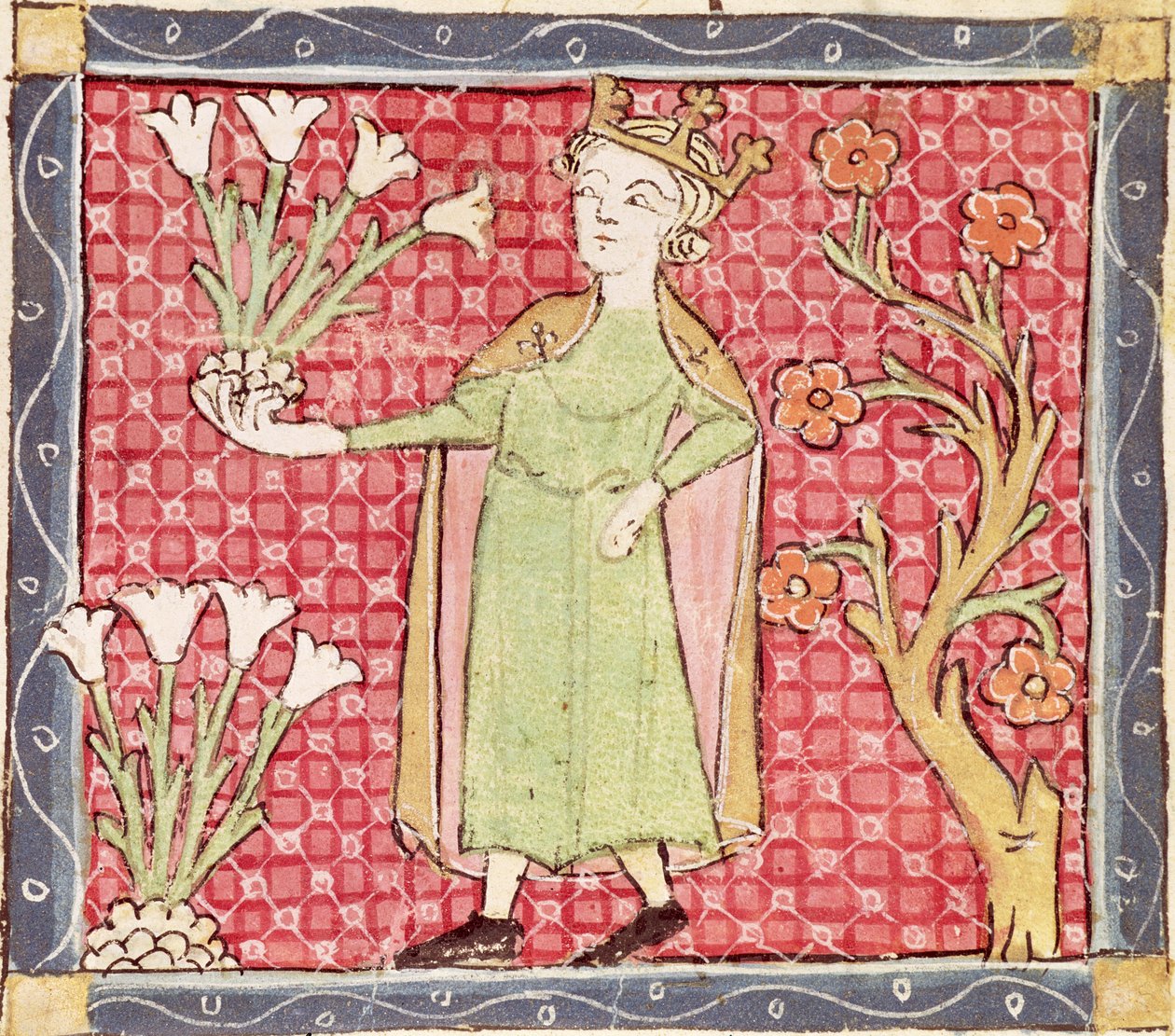Fol.58v april: Plukke blomster af Matfre Ermengaut
