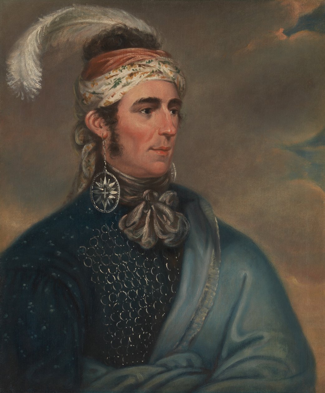 Portræt af major John Norton som Mohawk Chief Teyoninhokarawen af Mather Brown