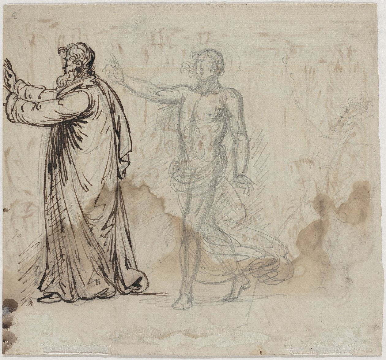 Tre figurer [verso] af Mather Brown