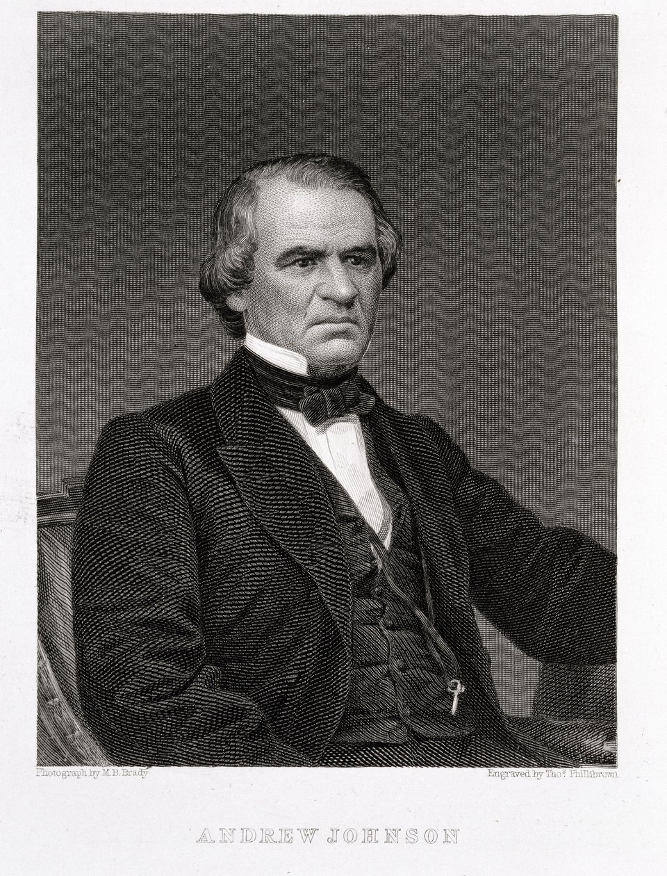 Andrew Johnson, indgraveret fra et fotografi af Thomas Phillibrown af Mathew B. Brady