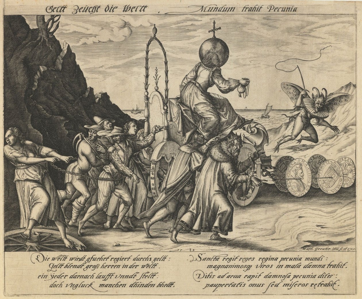 Penge styrer verden, 1589 af Mathias Greuter