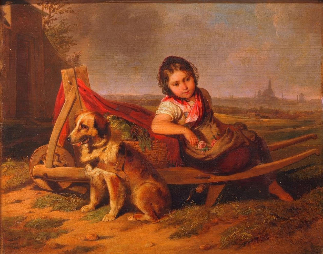 Pige med hund foran Wien af Mathias Ranftl