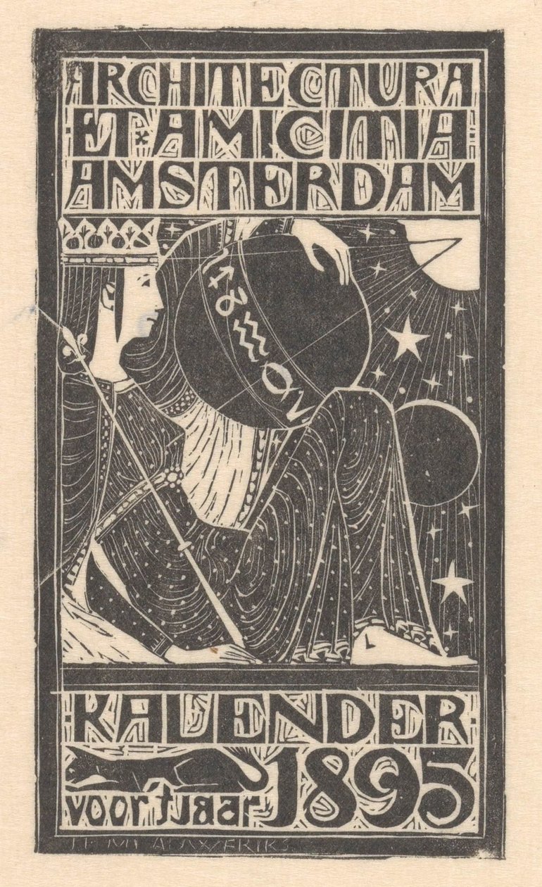 Omslag kalender 1895 af Mathieu Lauweriks