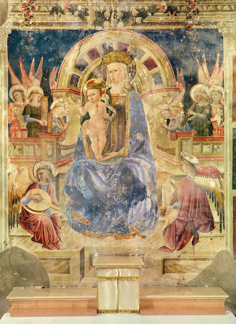 Jomfru i herlighed mellem engle og helgener, 1468 af Matteo da Gualdo