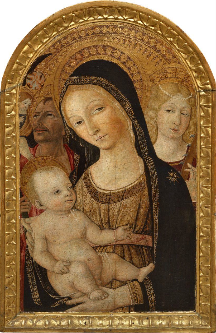 Madonna og barn med Saint Catherine og Saint Christoph af Matteo di Giovanni di Bartolo