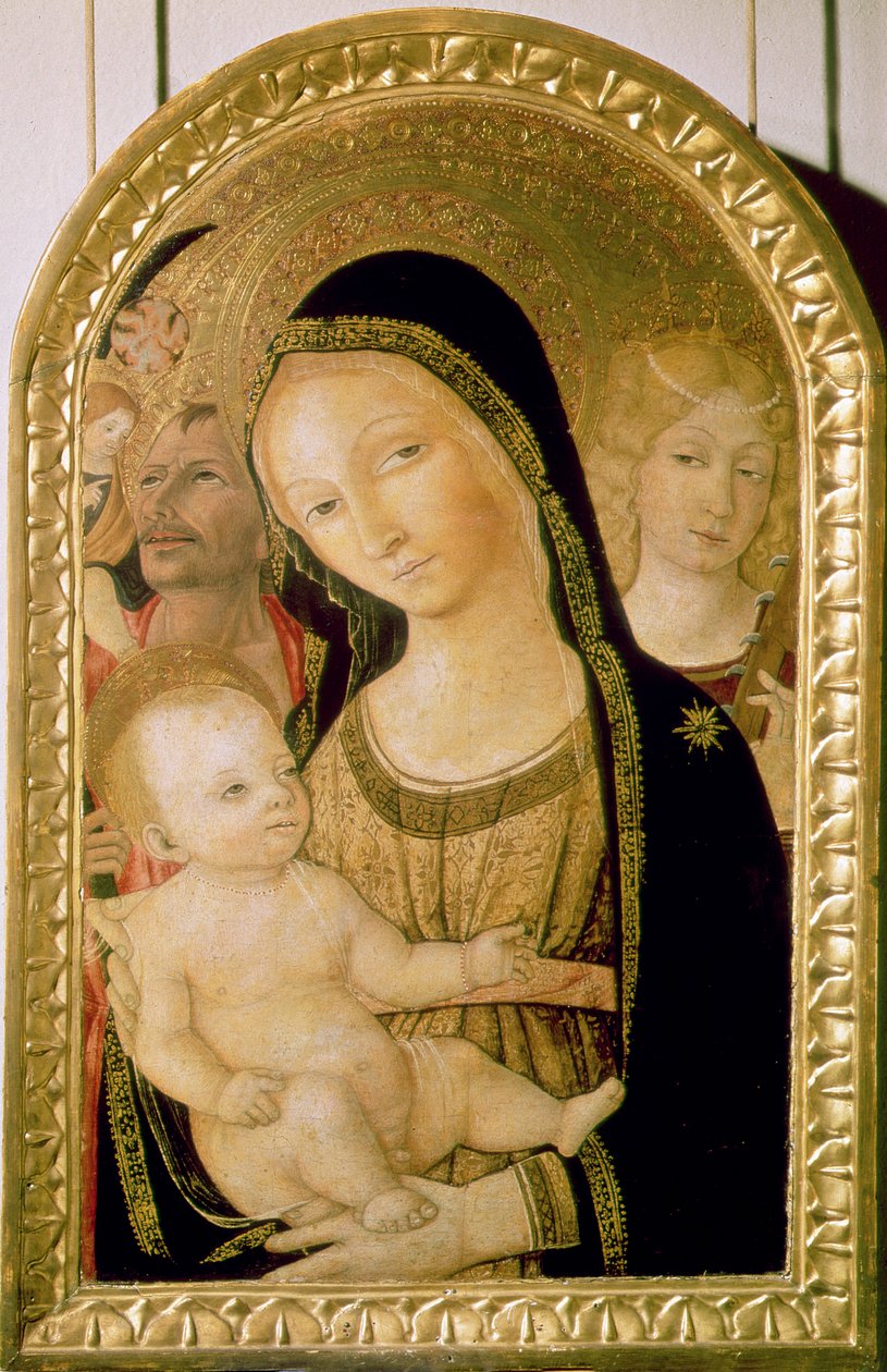 Madonna og barn med SS. Catherine og Christopher, 1470 (panel) af Matteo di Giovanni di Bartolo