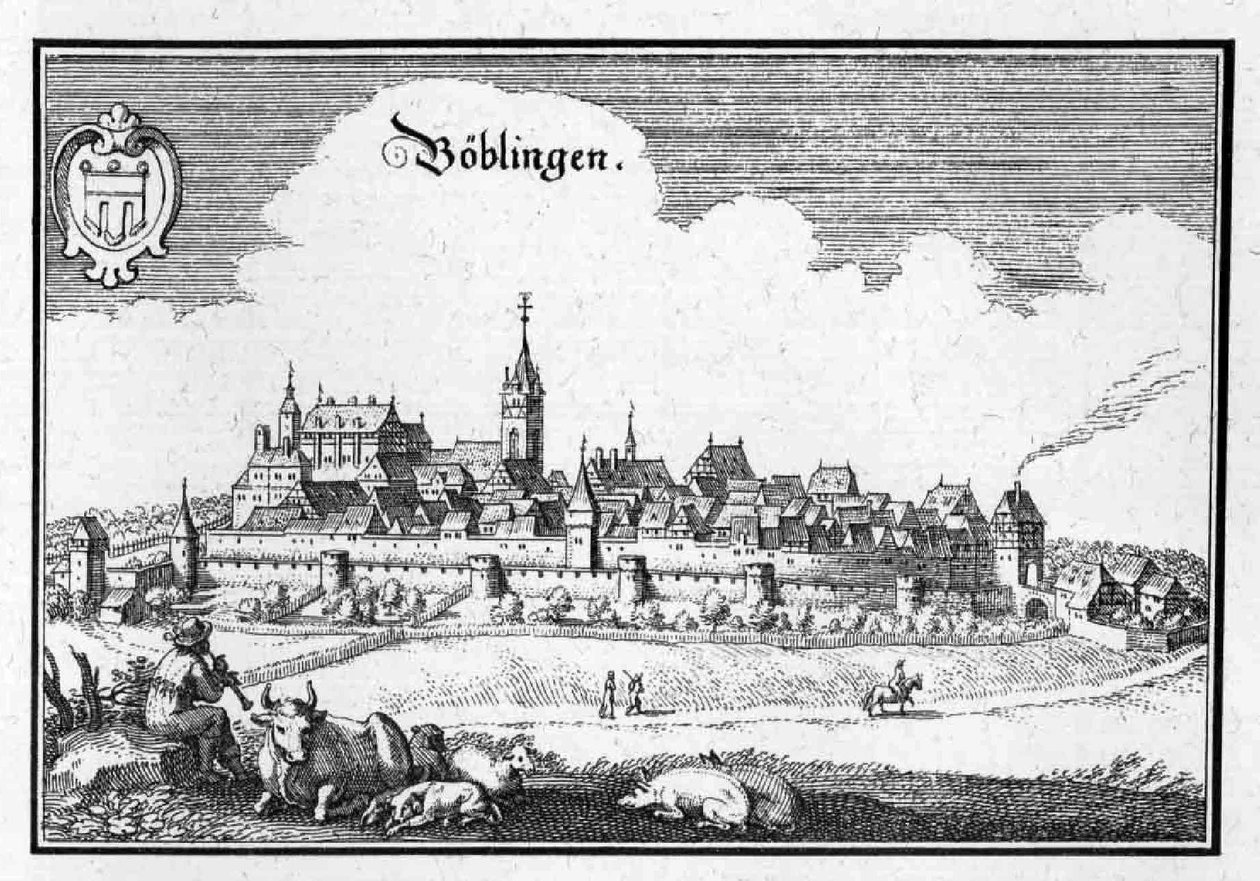 Böblingen - uddrag fra Topographia Sueviae (Schwaben) af Matthaus Merian
