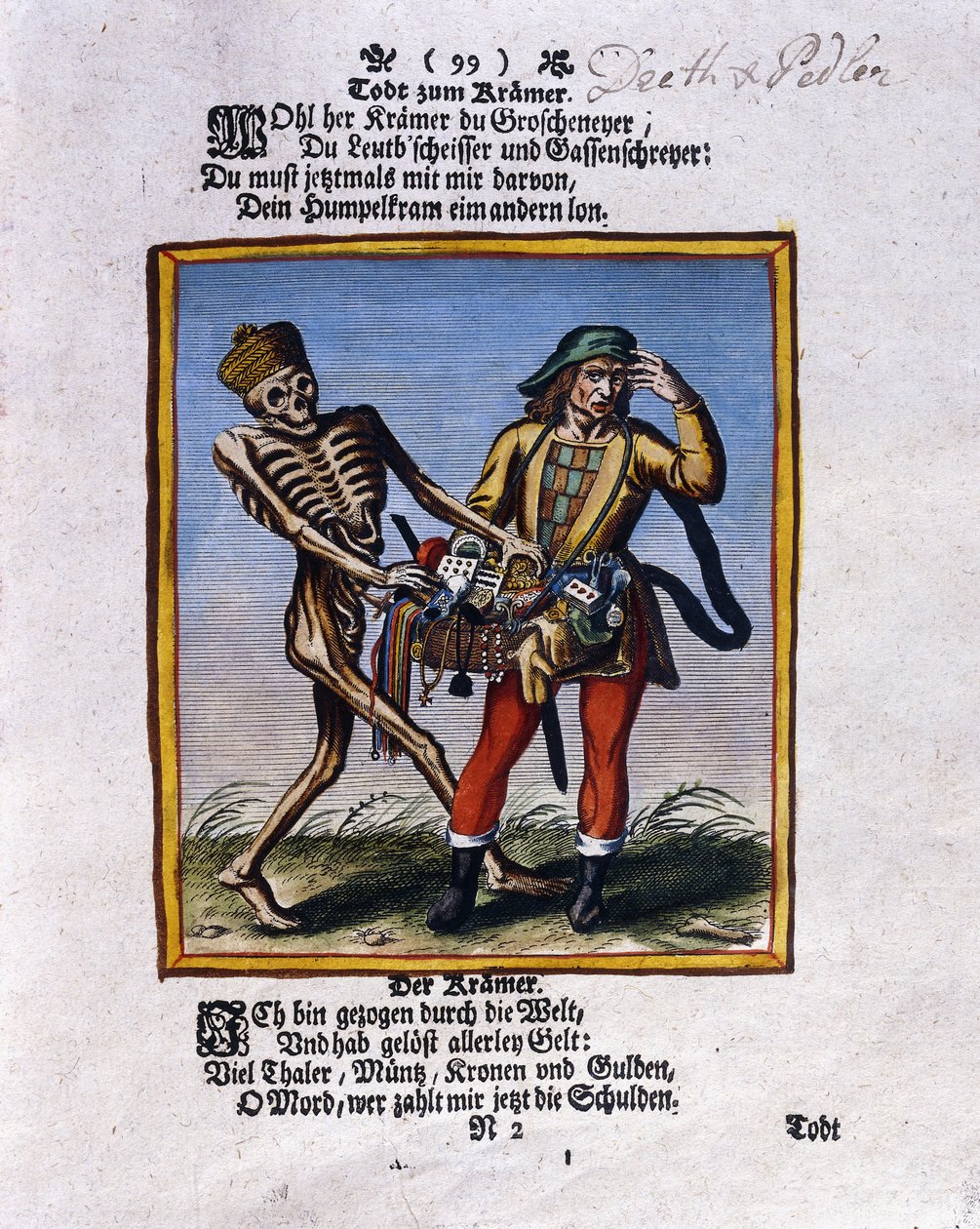 Døden og kræmmeren, c.1710 af Matthaus Merian