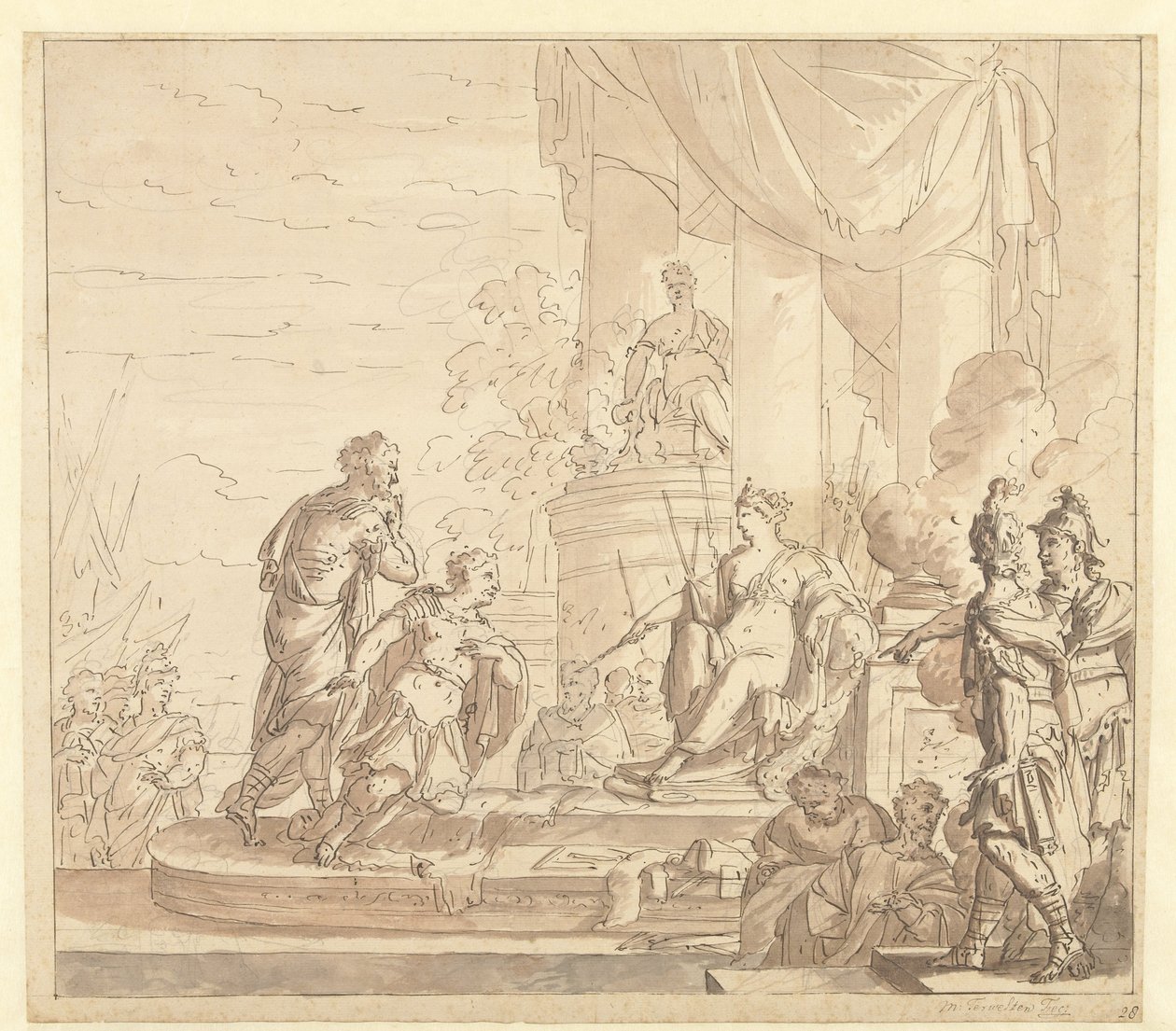 Aeneas ved Dido af Mattheus Terwesten