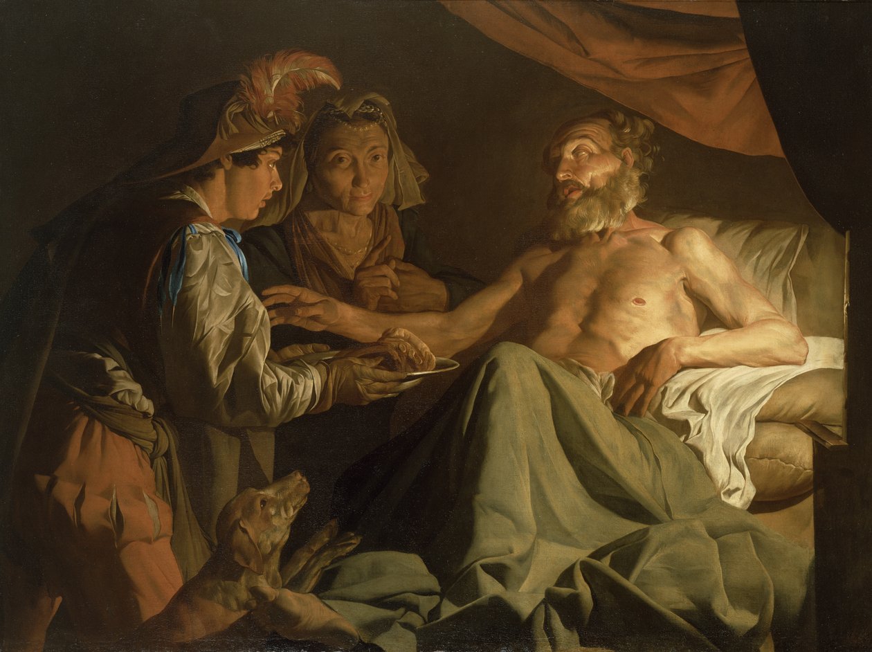 Isaac Blessing Jacob, c.1600-50 af Matthias Stomer
