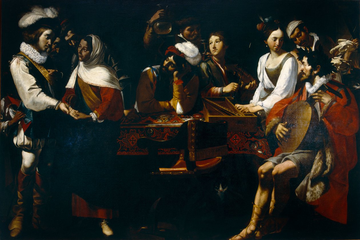 Tasso ved hoffet i Ferrara (eller Allegory of the Five Senses), ca. 1630-90 af Mattia Preti
