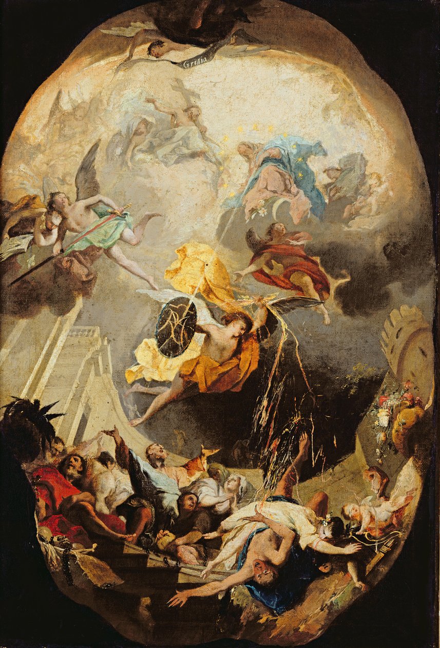 Dominikanerordenen overvinder kætteri, 1750 af Mattia Bortoloni