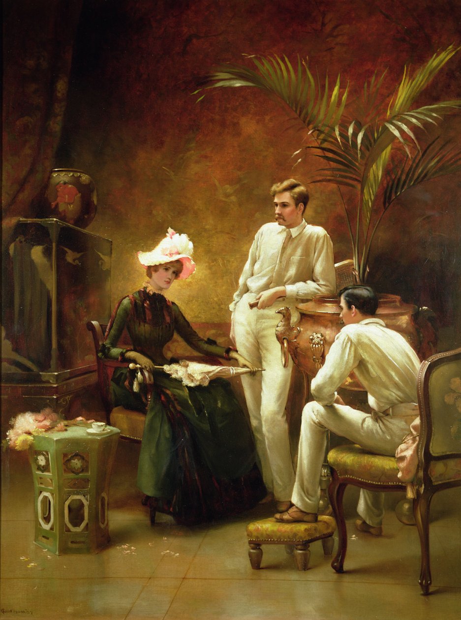 The Rivals - Tea before Tennis olie på lærred af Maude Goodman