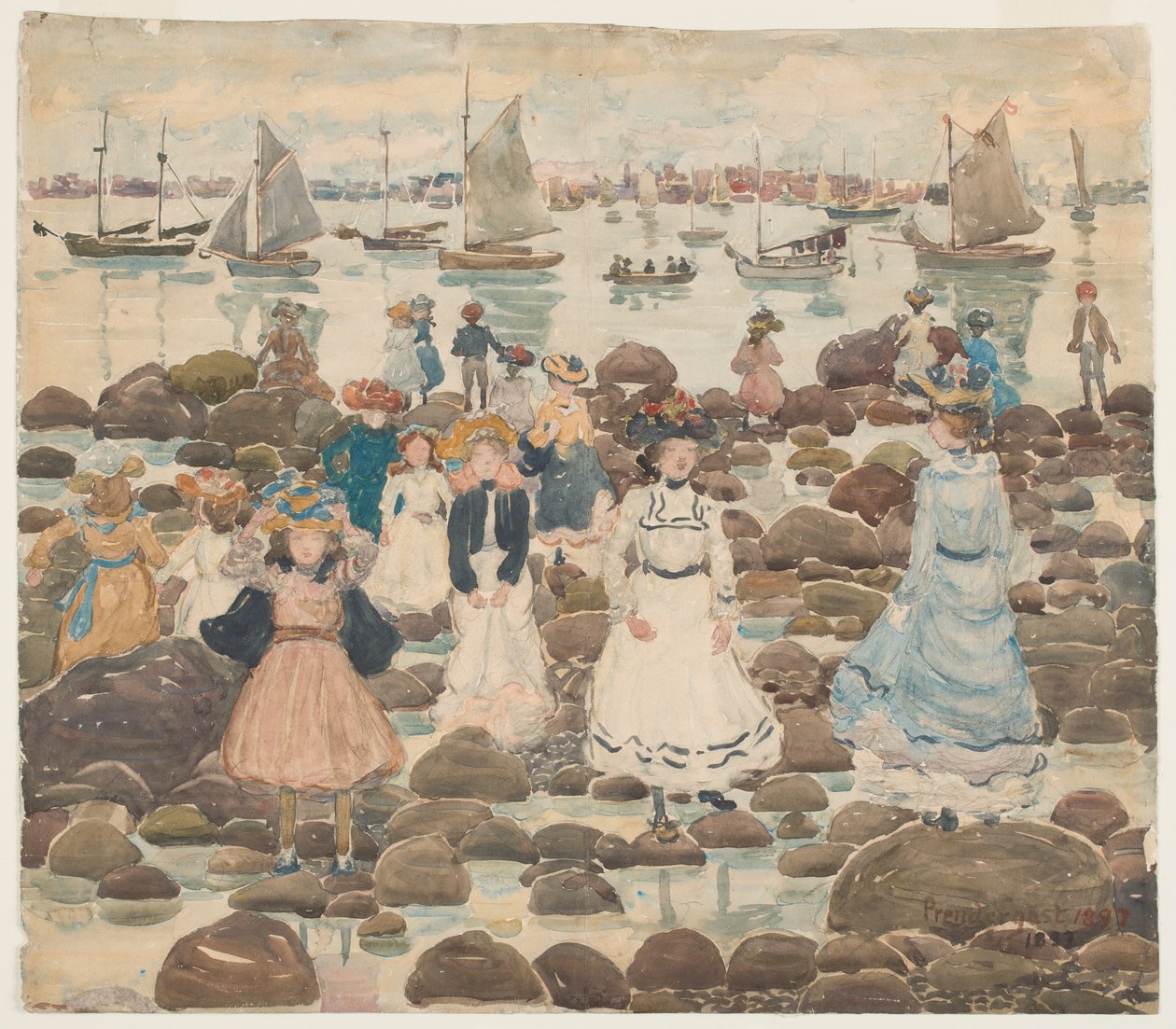 Low Tide, Beachmont, ca. 1902 (wc over grafit på papir) af Maurice Brazil Prendergast
