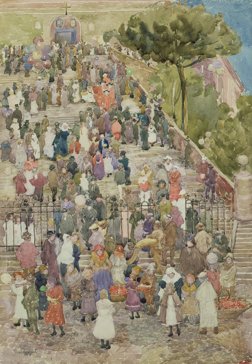 Santa Maria Aracoelis trappe, Rom, ca.1898-99 (wc på papir) af Maurice Brazil Prendergast