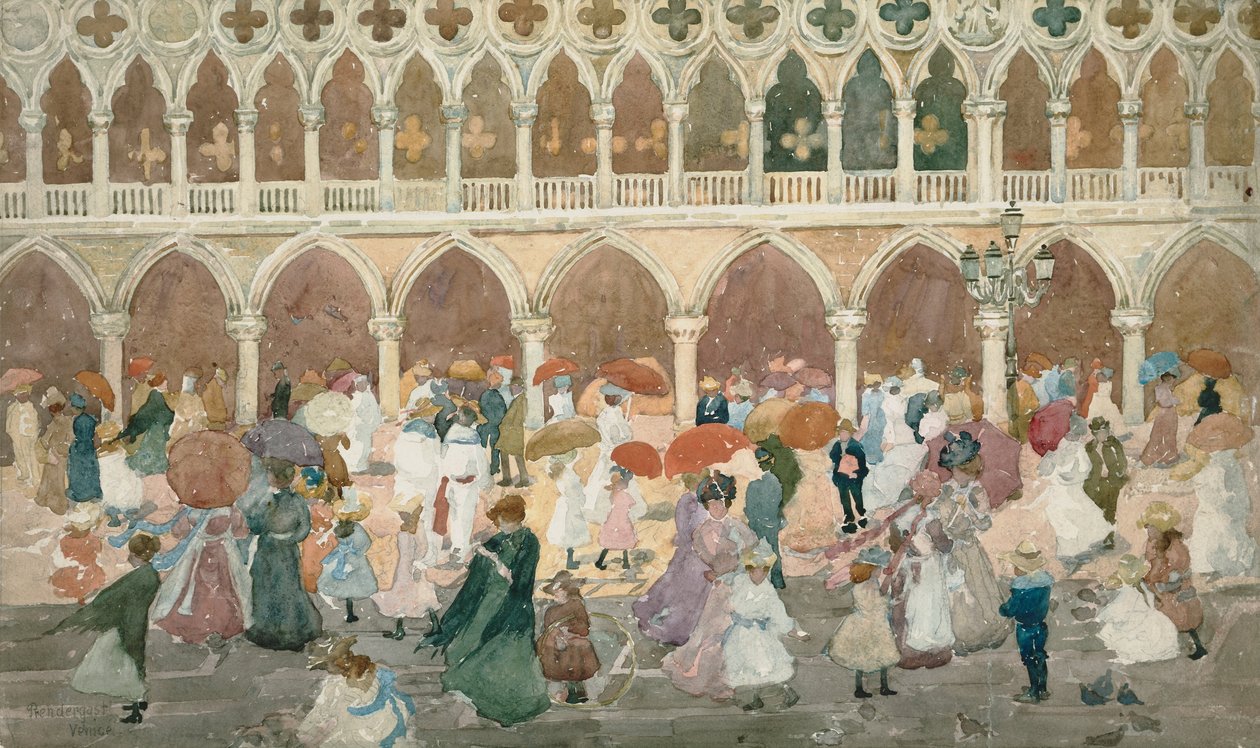 Sollys på Piazzetta af Maurice Brazil Prendergast