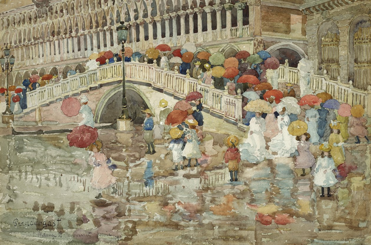 Paraplyer i regnen af Maurice Brazil Prendergast