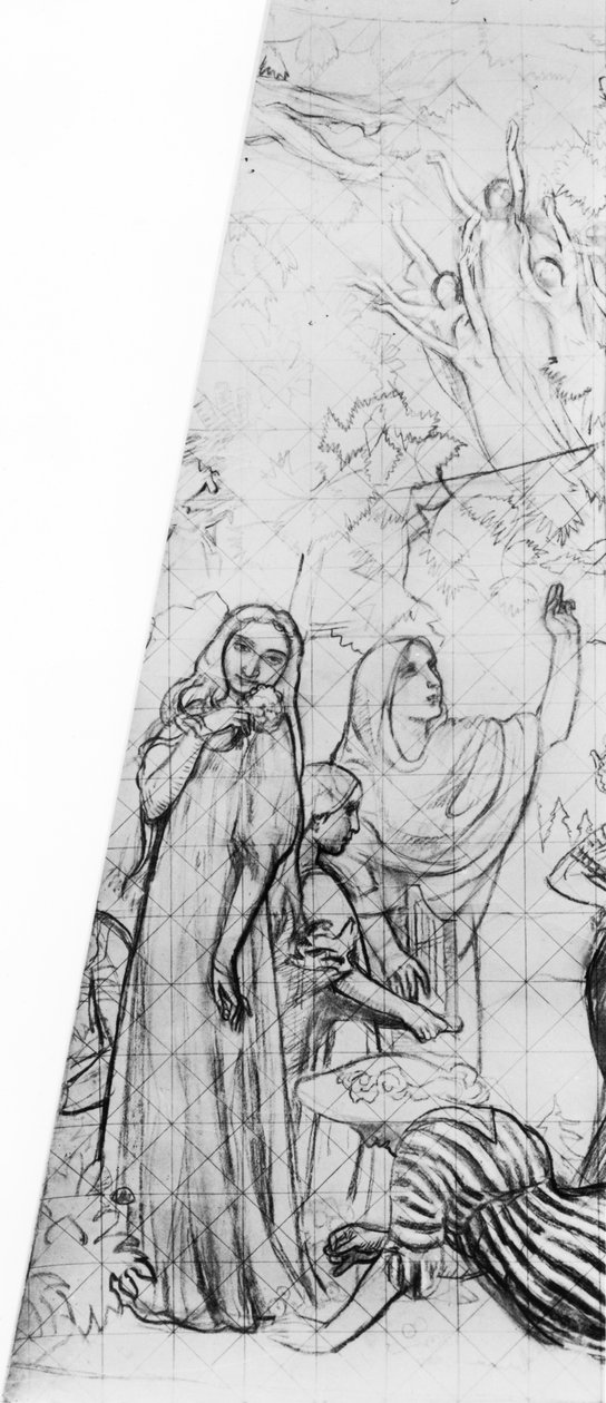 Melisande, detalje fra et design til loftet på Theatre des Champs-Elysees, Paris, 1912 (kul og kridt på papir) af Maurice Denis