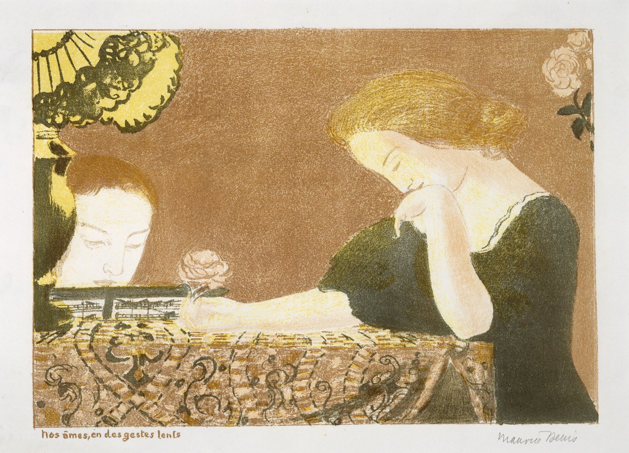 Our Souls, In Slow Movements, 1892-99 (farve litho på vævet papir) af Maurice Denis