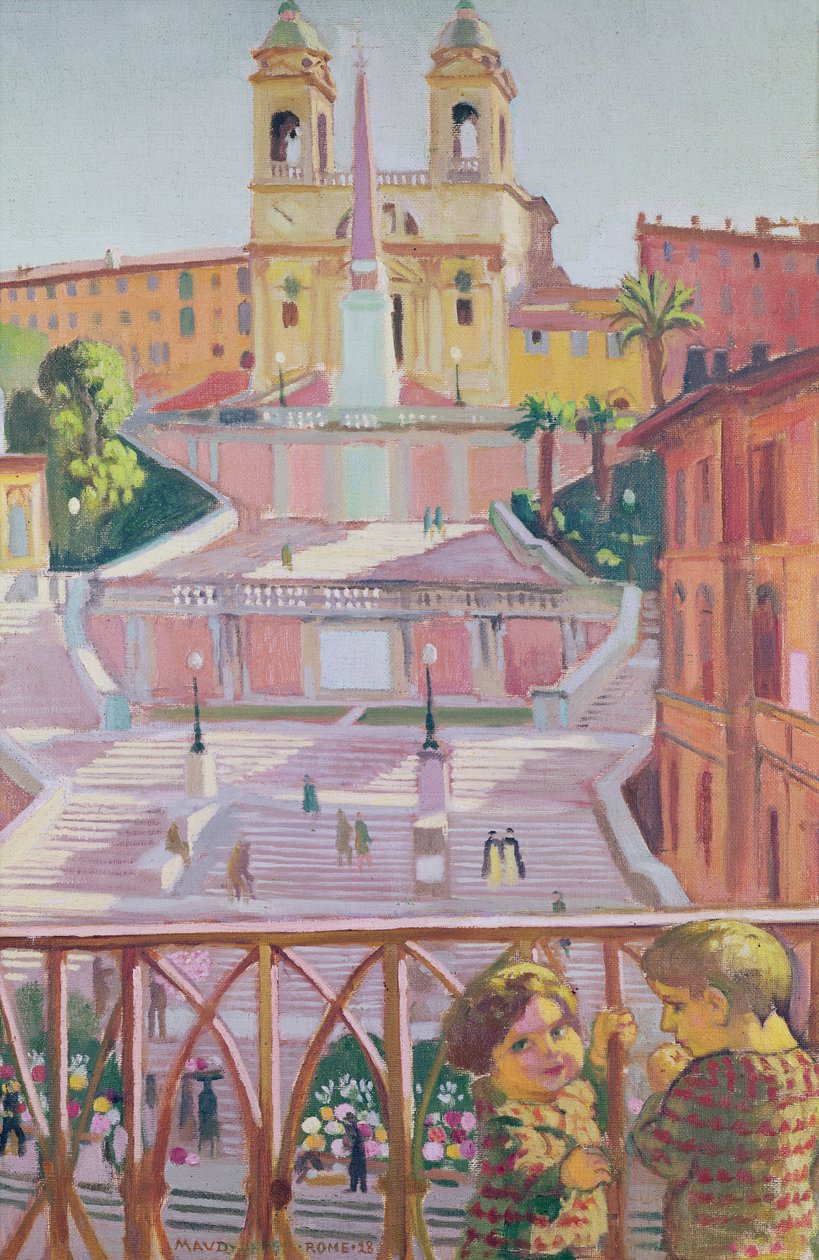 Den Spanske Trappe og Trinità dei Monti-kirken, Rom, 1928 af Maurice Denis