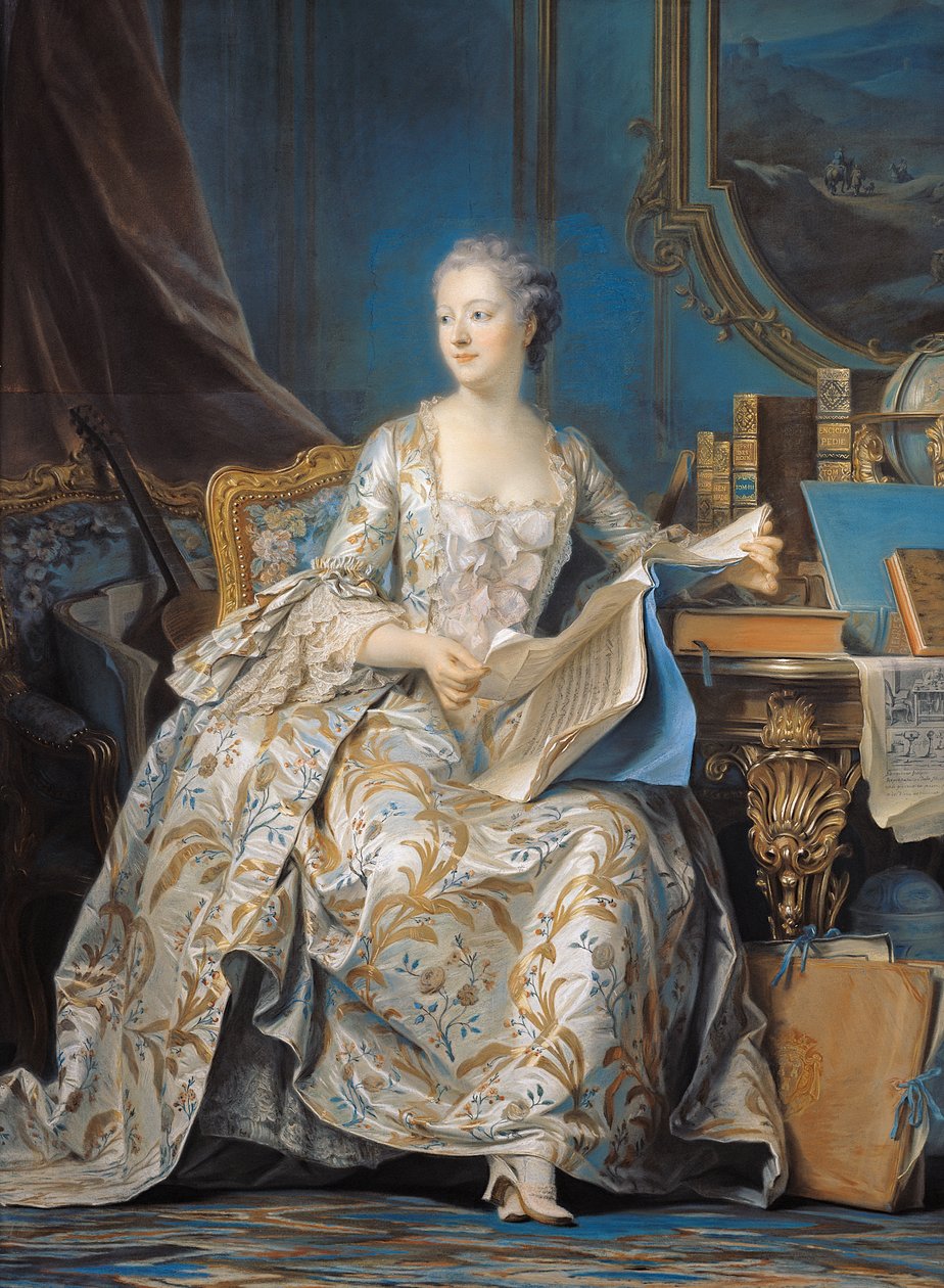 Jeanne Poisson (1721-64) Marquise de Pompadour, 1755 (pastel på papir monteret på lærred) af Maurice Quentin de La Tour