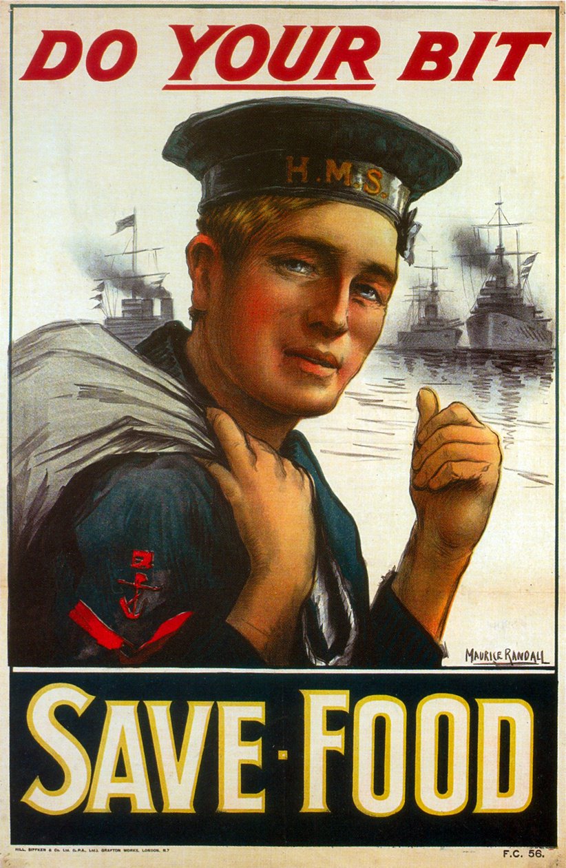 WW1-plakat, der opfordrer dig til at gøre dit - Save Food 1917 (Colour Litho) af Maurice Randall