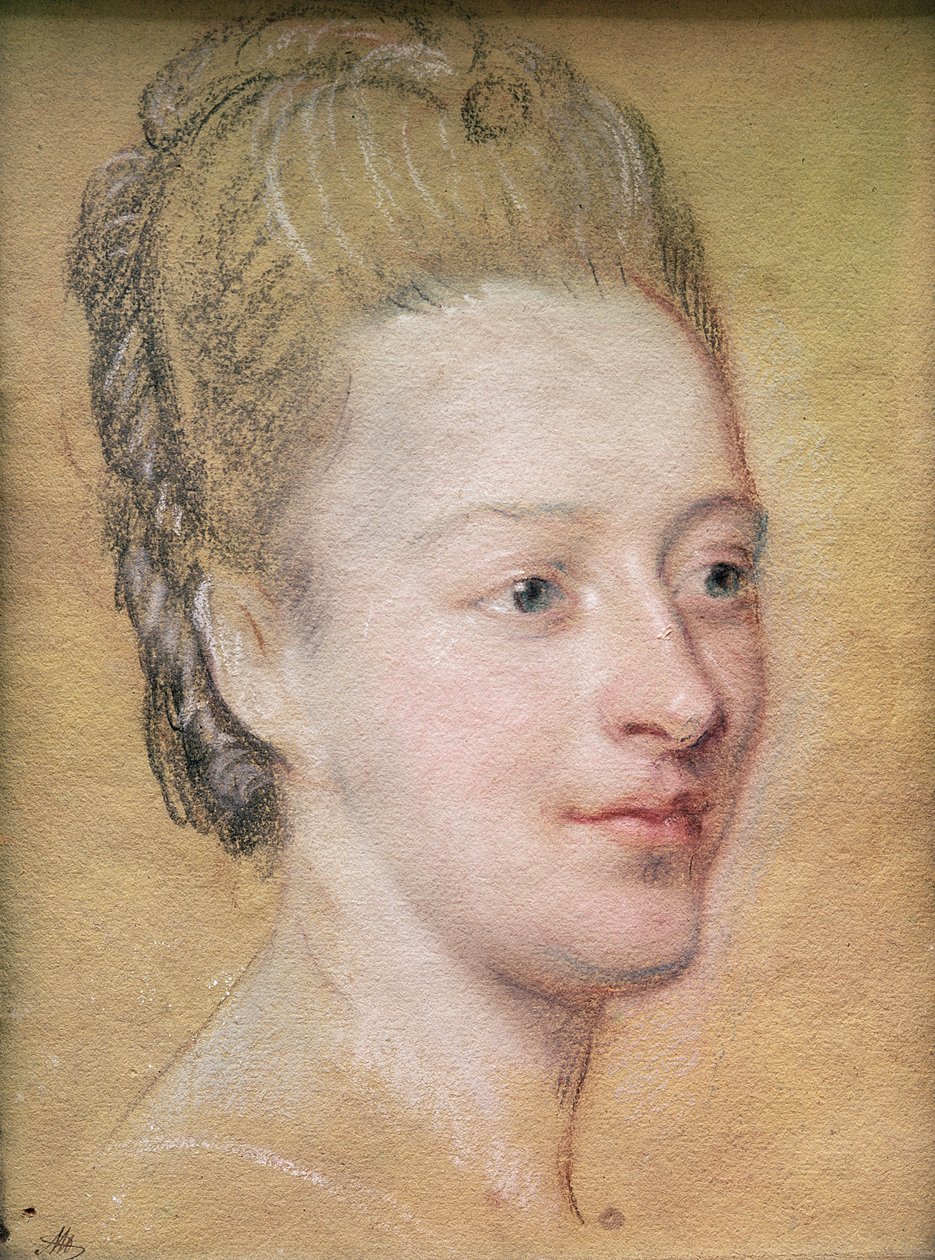 Portræt af Isabelle de Charriere (1740-1805) Belle de Zuylen, 1766 (pastel på papir) af Maurice Quentin de La Tour