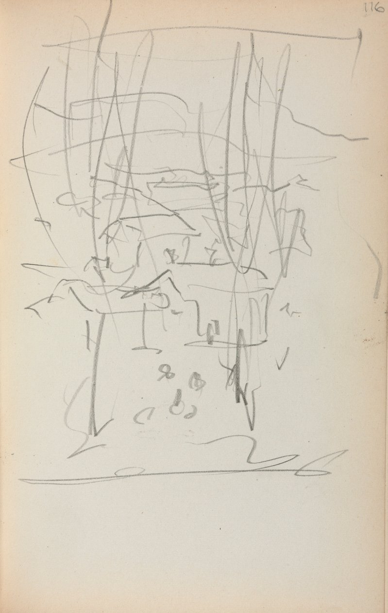 Italiensk skitsebog: Landskab side 116, 1898-1899. af Maurice Brazil Prendergast